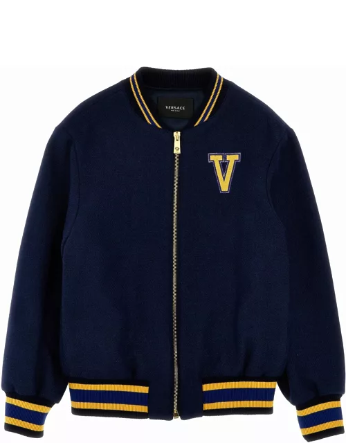Versace Logo Embroidery Bomber Jacket