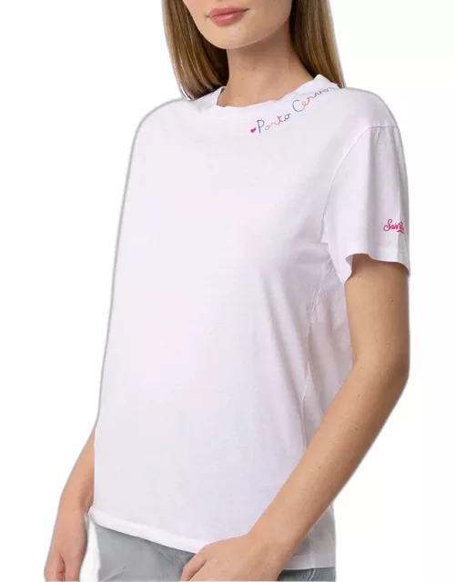 MC2 Saint Barth Cotton T-shirt With Love Porto Cervo Embroidery