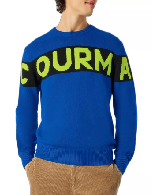 MC2 Saint Barth Man Blue Sweater With Courma Lettering