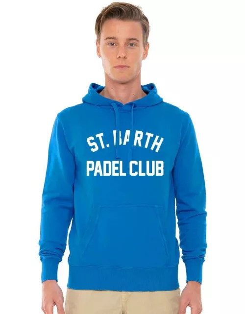 MC2 Saint Barth Man Cotton Hooded Sweatshirt With St. Barth Padel Club Print