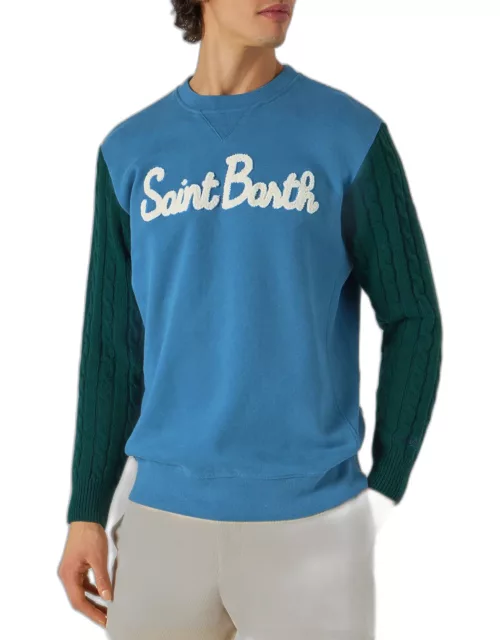 MC2 Saint Barth Man Sweatshirt With Knitted Sleeve