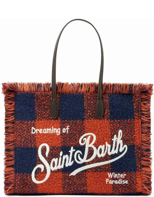 MC2 Saint Barth Vanity Wooly Shoulder Bag With Check Print