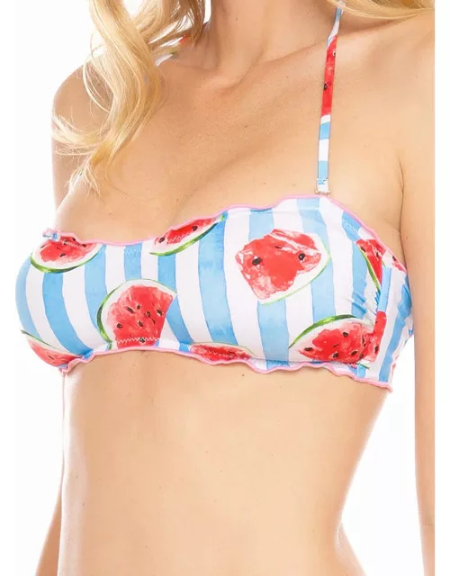 MC2 Saint Barth Woman Bandeau Top Swimsuit With Watermelon Print