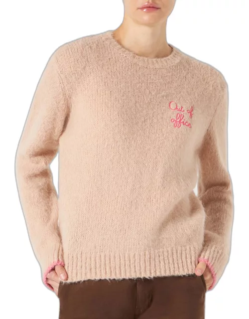MC2 Saint Barth Woman Beige Brushed Sweater With Embroidery
