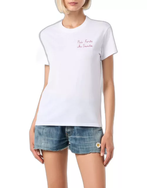 MC2 Saint Barth Woman Cotton T-shirt With Embroidery La Milanese Special Edition