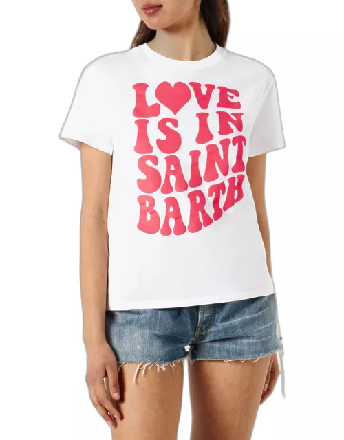 MC2 Saint Barth Woman Cotton T-shirt With Love Is In Saint Barth Lettering