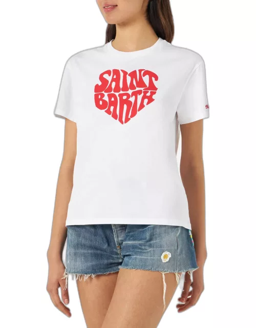 MC2 Saint Barth Woman Cotton T-shirt With Saint Barth Lettering