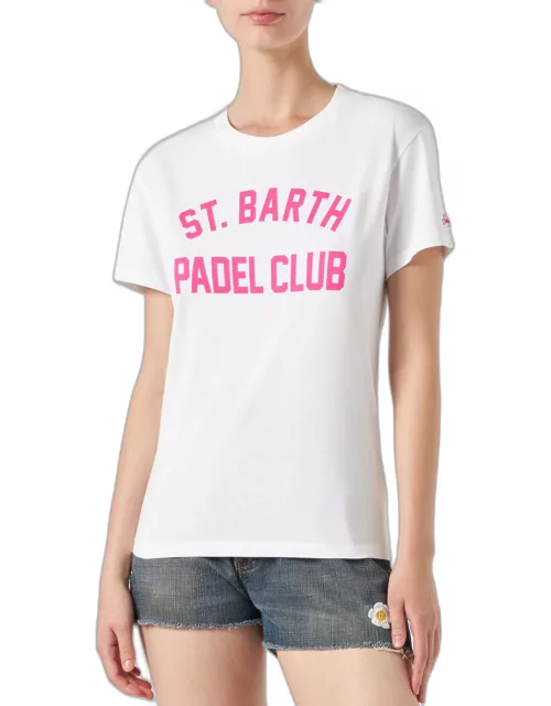 MC2 Saint Barth Woman Cotton T-shirt With St. Barth Padel Club Print