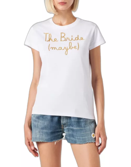 MC2 Saint Barth Woman Cotton T-shirt With The Bride (maybe) Embroidered