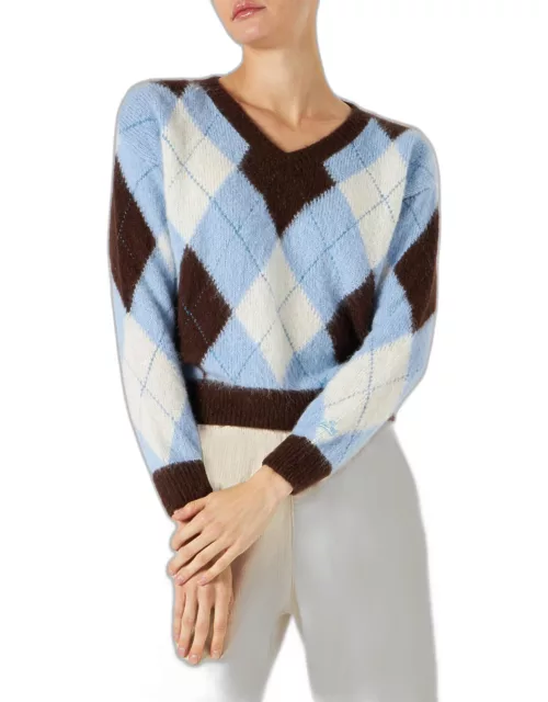MC2 Saint Barth Woman Cropped Sweater With Argyle Pattern