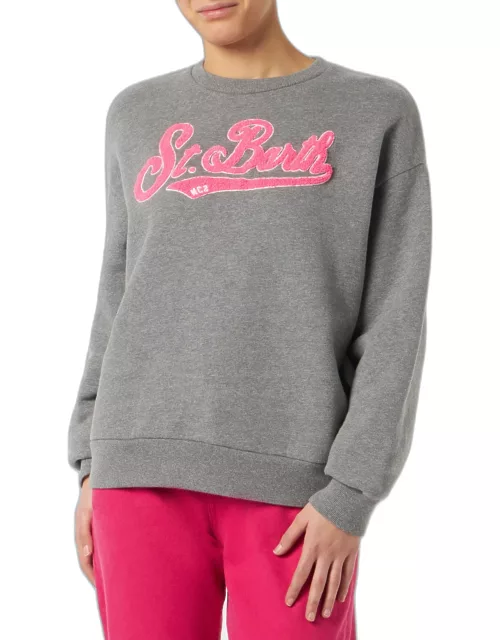 MC2 Saint Barth Woman Fleece Sweatshirt With Pink Terry Logo