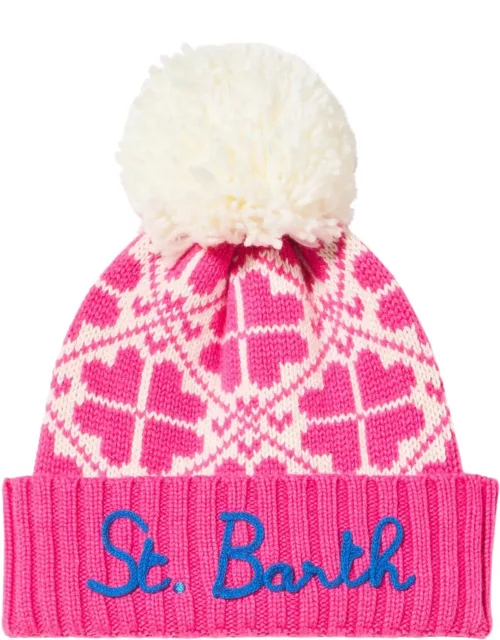 MC2 Saint Barth Woman Fluo Pink Beanie With Pattern