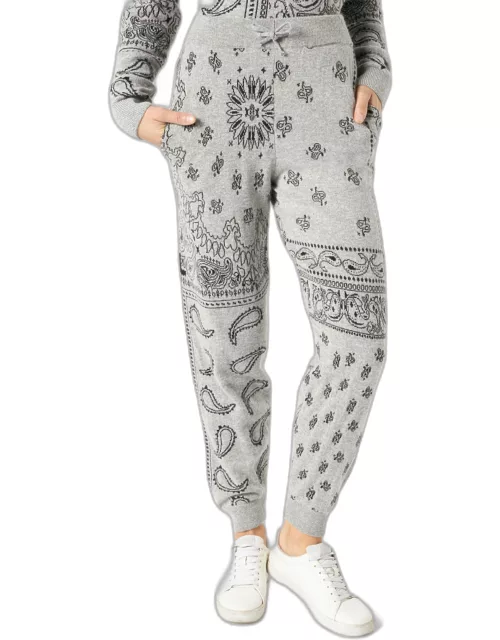 MC2 Saint Barth Woman Lightweight Knit Sweatpants With Grey Bandanna Print