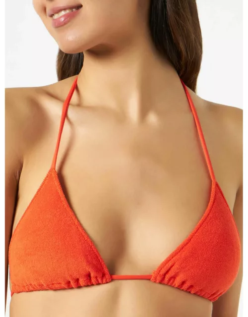 MC2 Saint Barth Woman Orange Terry Triangle Top Swimsuit With Charm