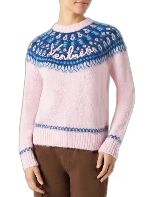 MC2 Saint Barth Woman Pink Crewneck Nordic Jacquard Sweater