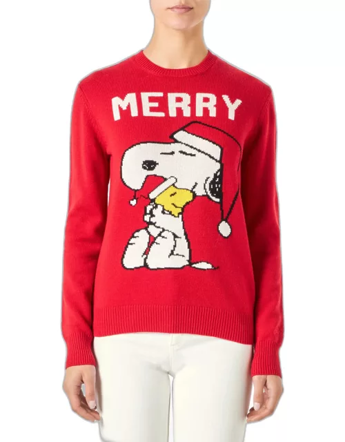 MC2 Saint Barth Woman Sweater With Snoopy Print Snoopy Peanuts Special Edition