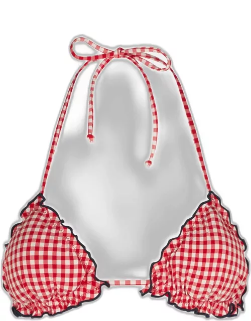 MC2 Saint Barth Woman Triangle Top Swimsuit With Gingham Print