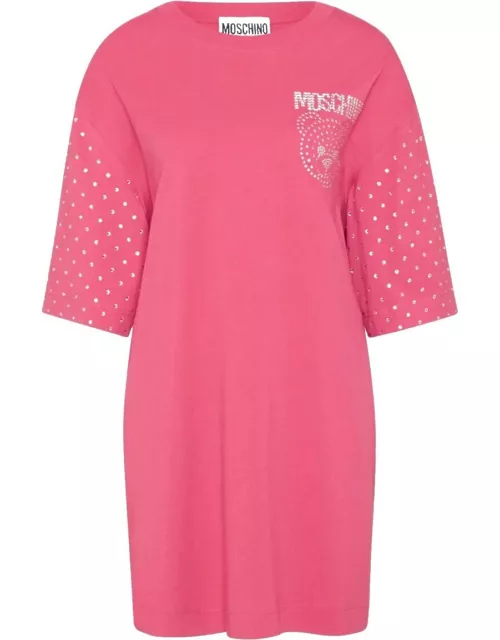 Moschino Couture Cotton Crystal Teddy Dres