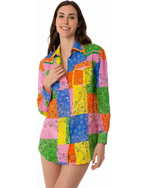 MC2 Saint Barth Multicolour Bandanna Print Linen Shirt