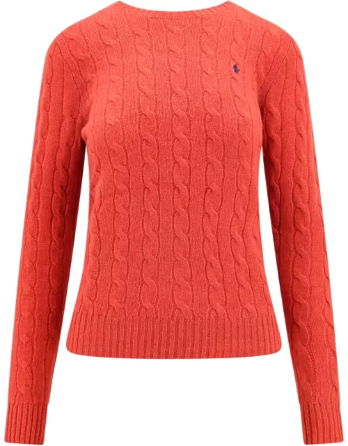 Polo Ralph Lauren Faded Red Wool And Cashmere Braided Sweater