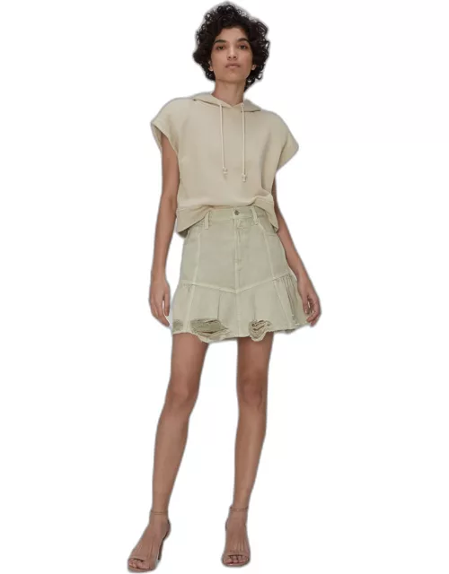 Peplum Mini Skirt In Soft Olive