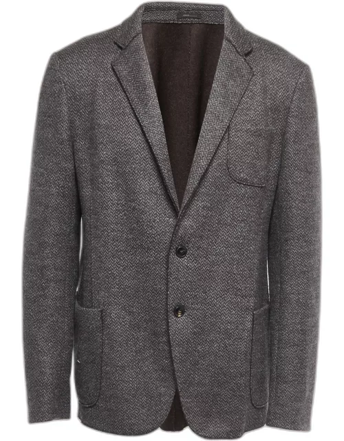 Armani Collezioni Grey Patterned Wool Single Breasted Jacket