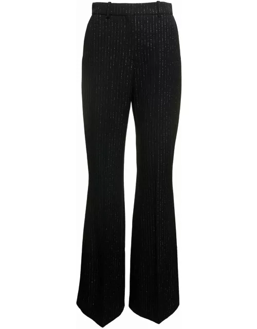 Balmain Black Lurex Striped Flare Trouser