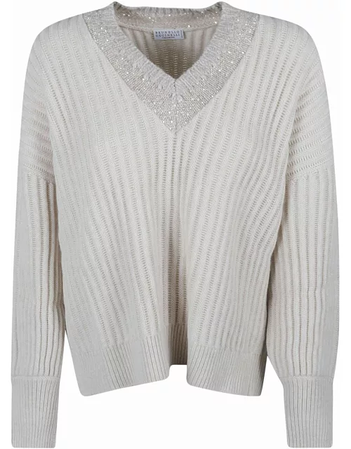Brunello Cucinelli Ribbed V-neck Sweater