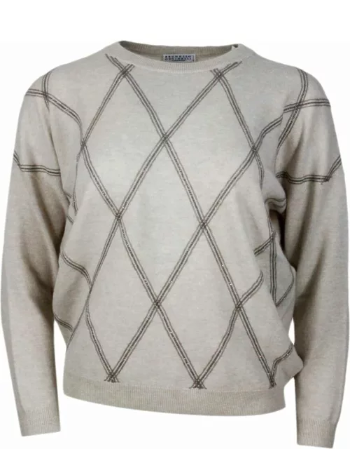 Brunello Cucinelli Crew-neck Sweater In Virgin Wool, Cashmere And Silk