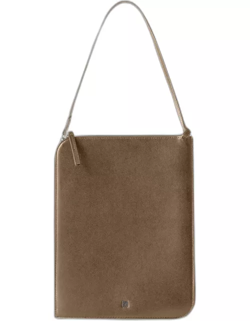Slim Zip Leather Top-Handle Bag