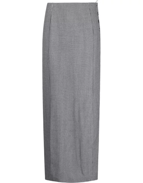 Thom Browne houndstooth-pattern wool maxi skirt
