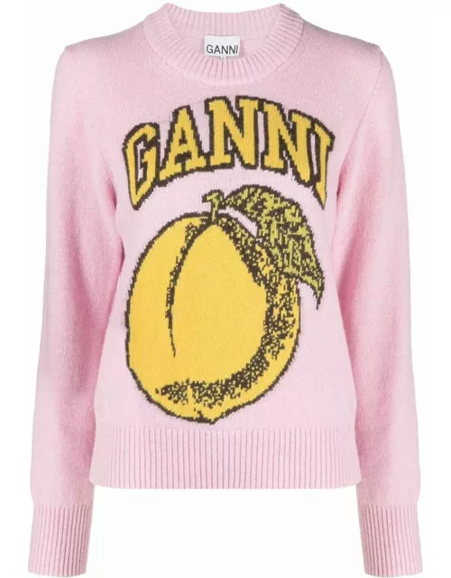 GANNI intarsia-knit crew-neck jumper