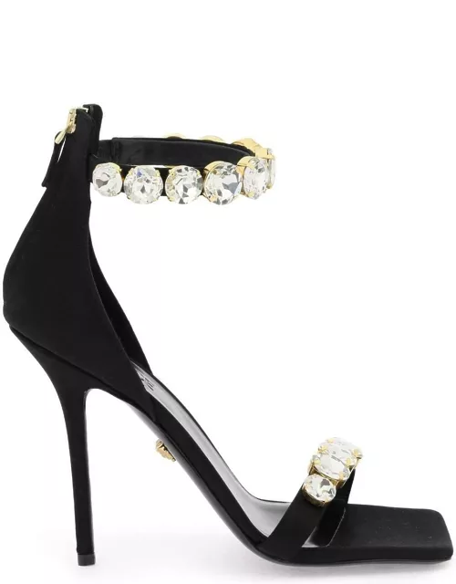 VERSACE satin sandals with crystal
