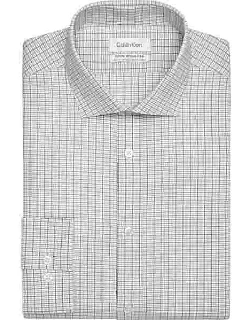 Calvin Klein Big & Tall Men's Infinite Wrinkle Free Slim Fit Stretch Collar Dress Shirt Gray Grid