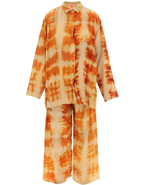 SUN CHASERS 'shibori' silk shirt and pants set