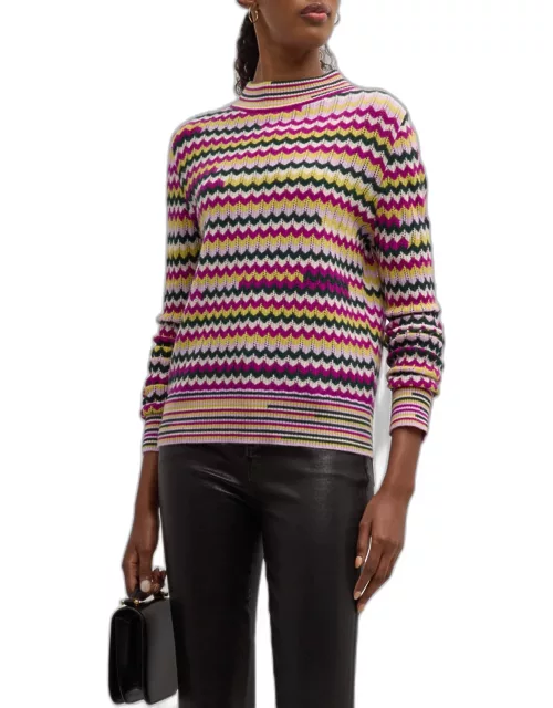 Striped Mock-Neck Wool-Cashmere Sweater
