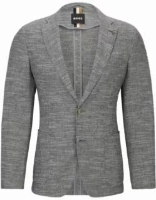 Micro-pattern slim-fit jacket in a cotton blend- Silver Men's Sport Coat