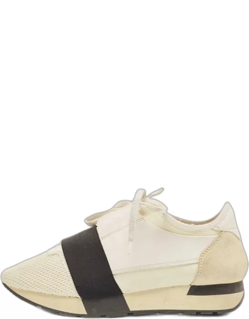 Balenciaga Two Tone Mesh and Leather Race Runner Sneaker