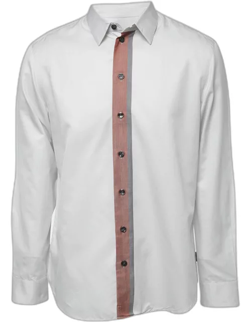 Armani Collezioni Grey Cotton Button Front Full Sleeve Shirt