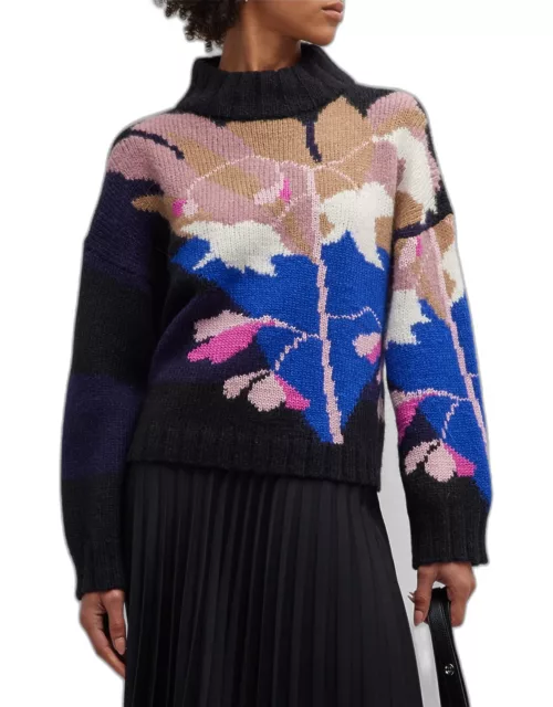 Bailey Mock-Neck Abstract Intarsia Sweater
