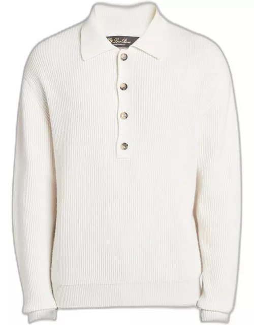 Men's Cashmere Ribbed Polo Sweater