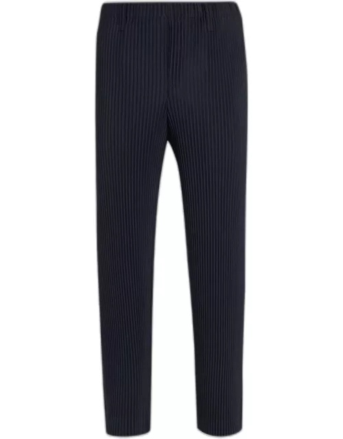 Men's Pleated Polyester Straight-Leg Pant