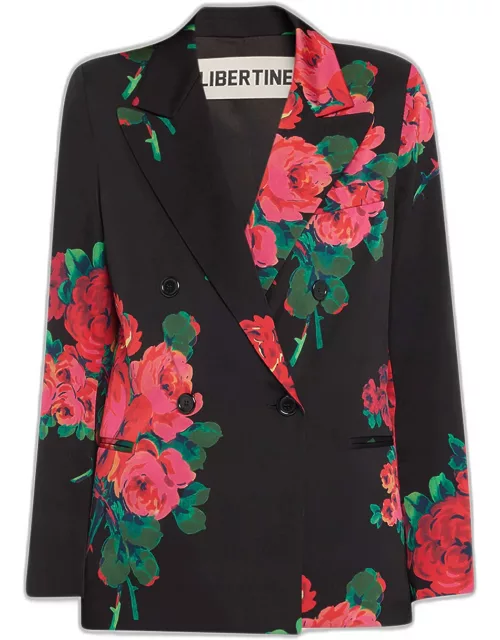 Seville Rose-Print Double-Breasted Jacket