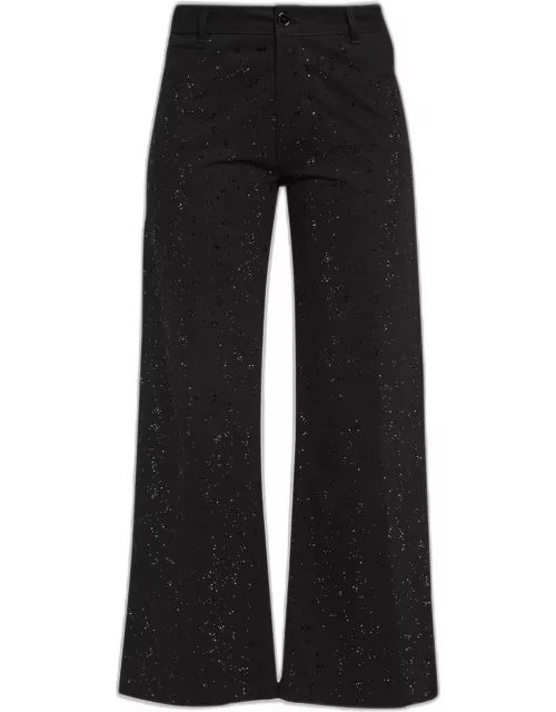 Heavy Stardust Embellished Cropped Wide-Leg Pant