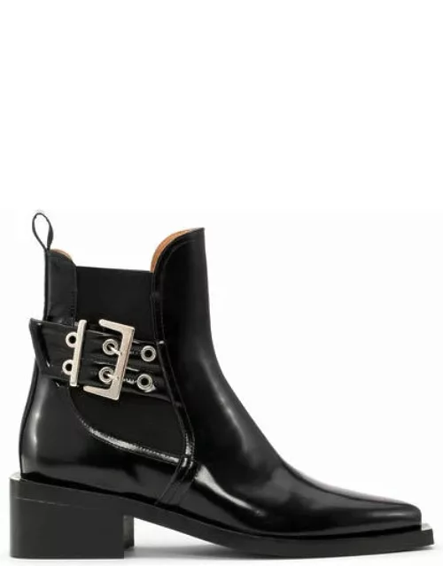 GANNI Chunky Buckle Chelsea Boots in Black Responsible