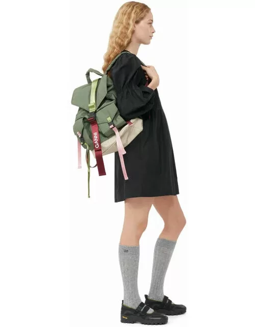 GANNI Tech Backpack in Green Recycled Polyester Women'