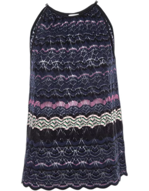 M Missoni Multicolor Patterned Cotton Knit Tank Top