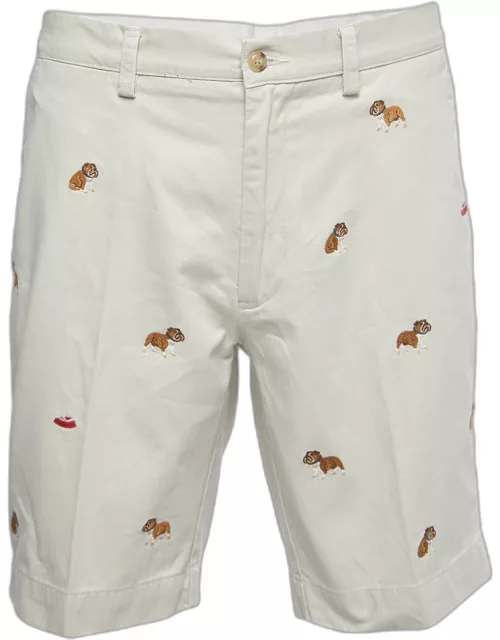 Polo Ralph Lauren Beige Cotton Bulldog Embroidered Shorts