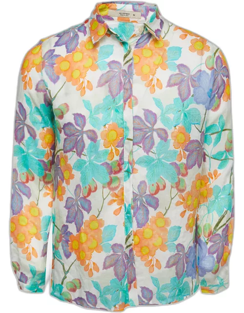 Etro Multicolor Printed Ramie Button Front Full Sleeve Shirt