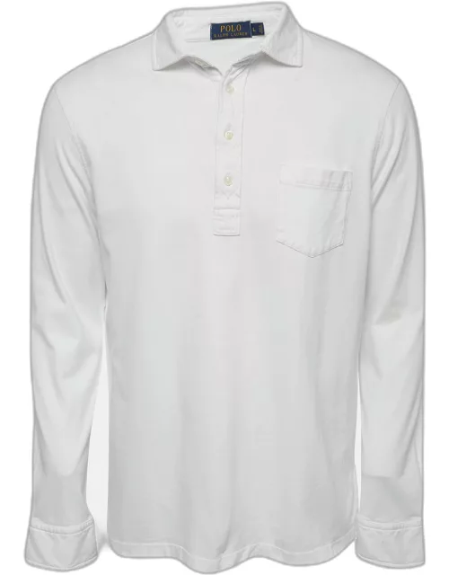 Polo Ralph Lauren White Cotton Knit Full Sleeve T-Shirt